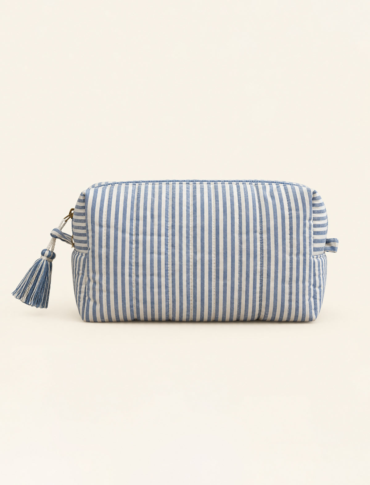 Stripe Tassel Quilted Cosmetic Bag
