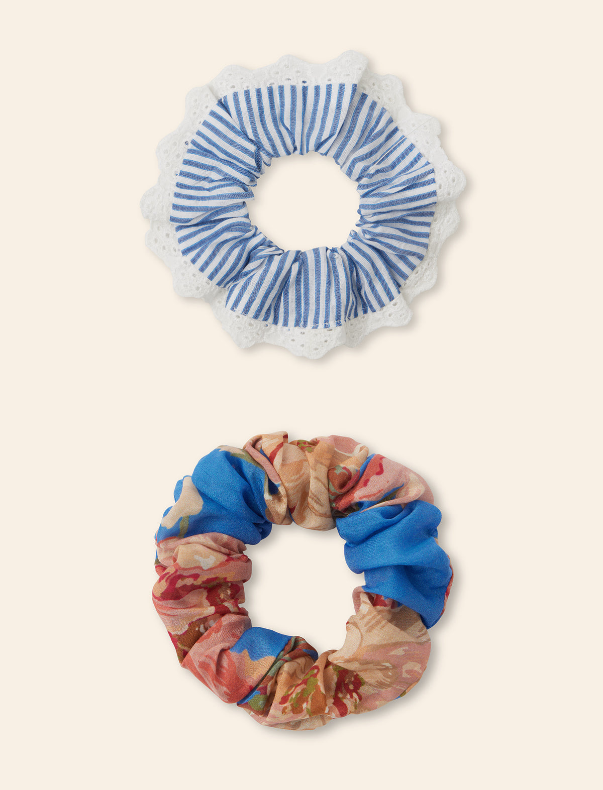 Iona Stripe Lace Scrunchie 2 Pack