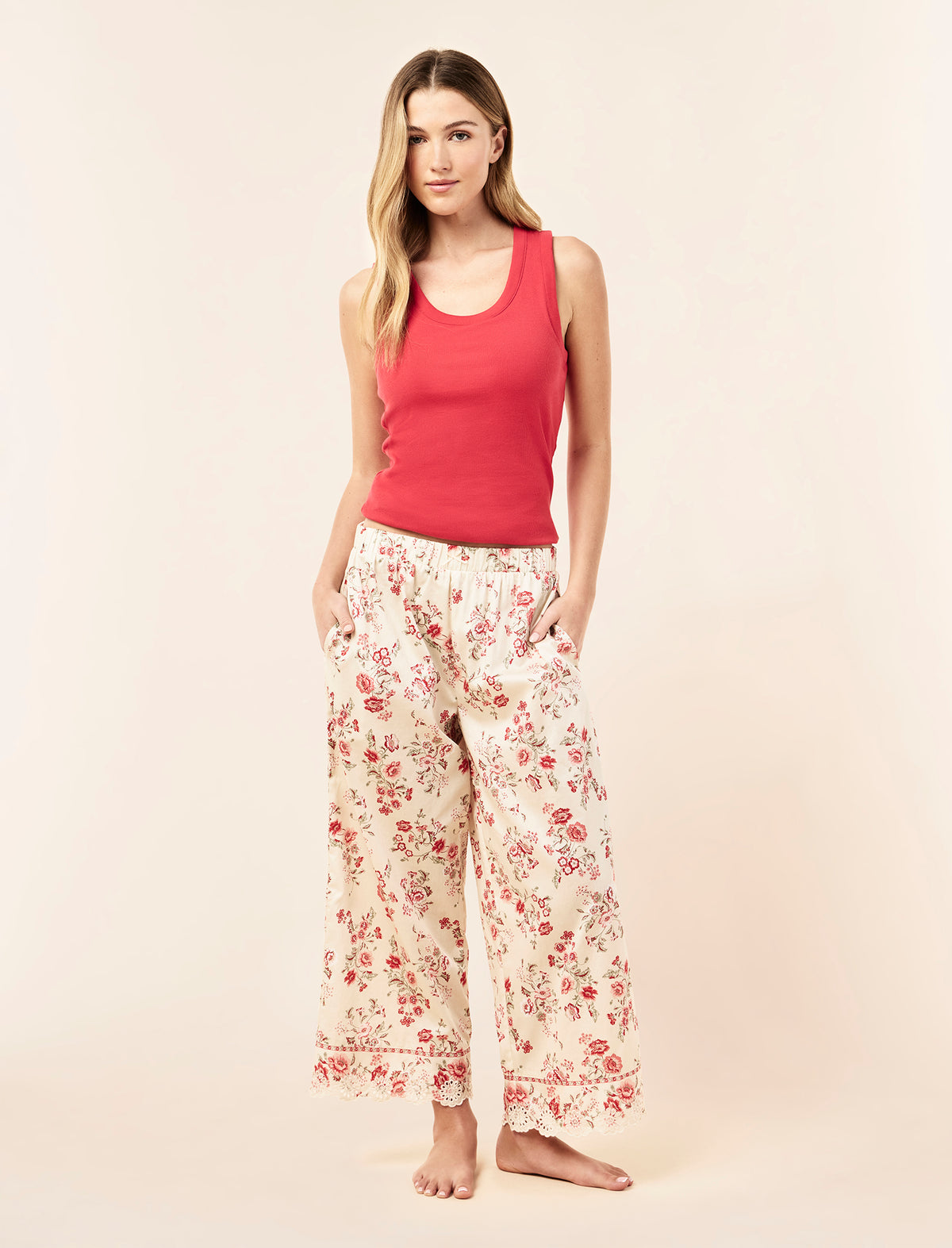 Border Floral Crop Pant