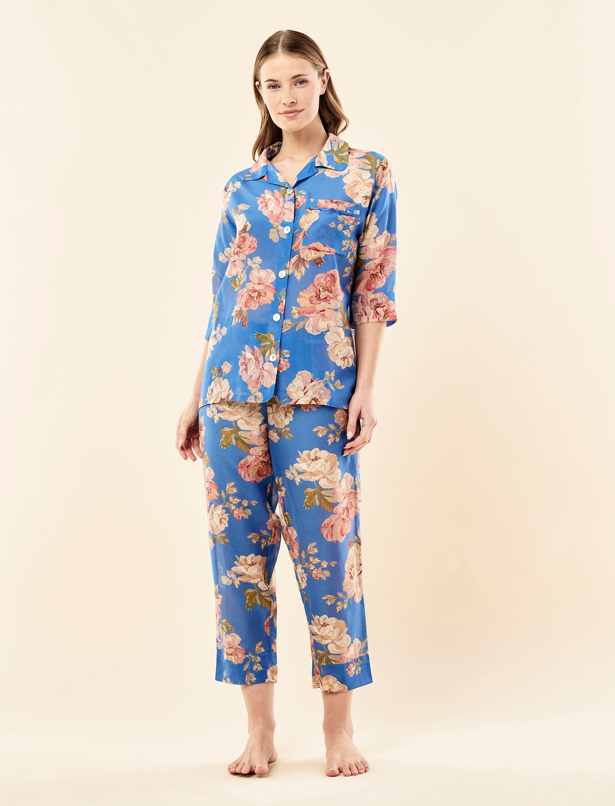 Sienie wearing the Iona Crop PJ Set