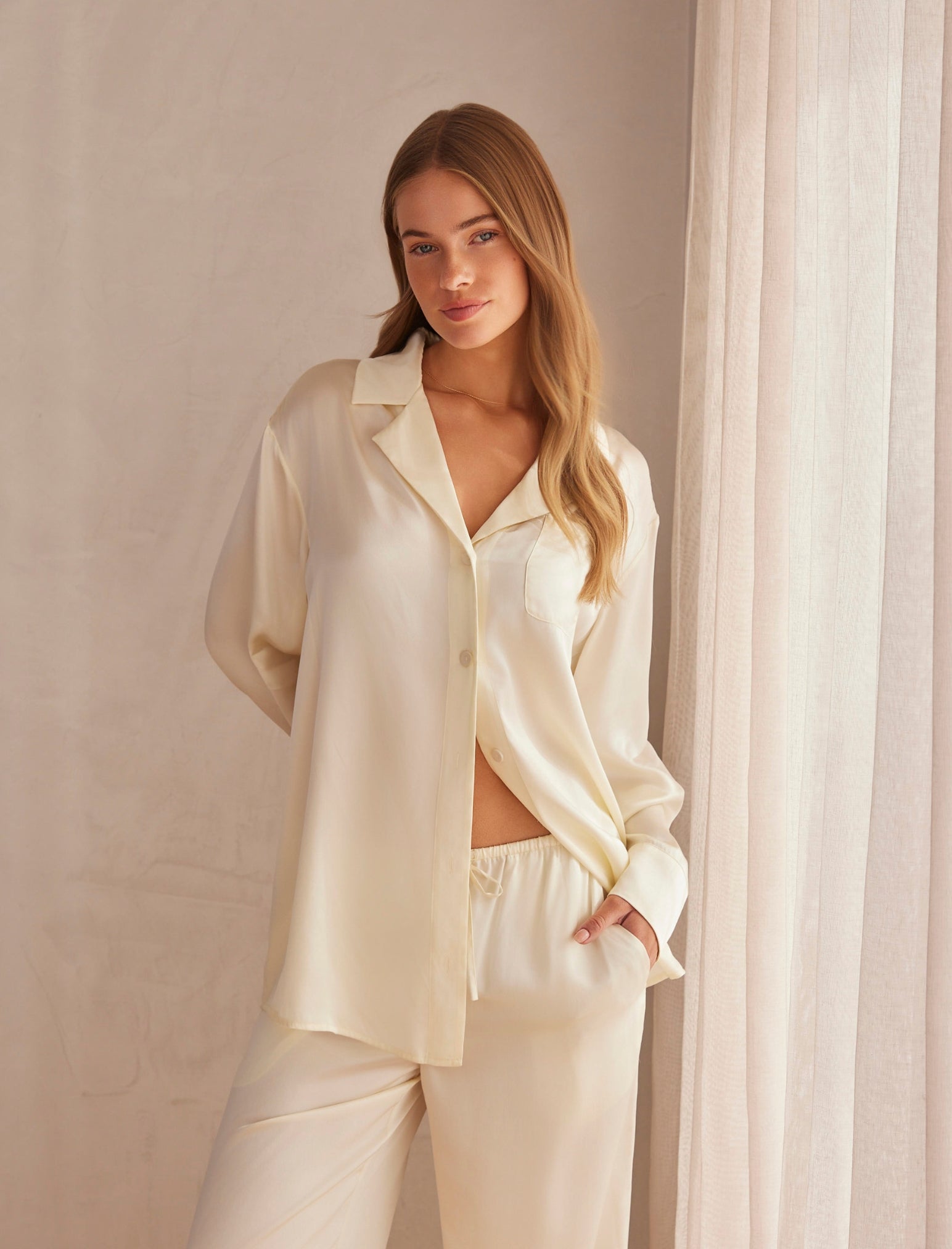 Audrey Mulberry Silk Boyfriend Shirt