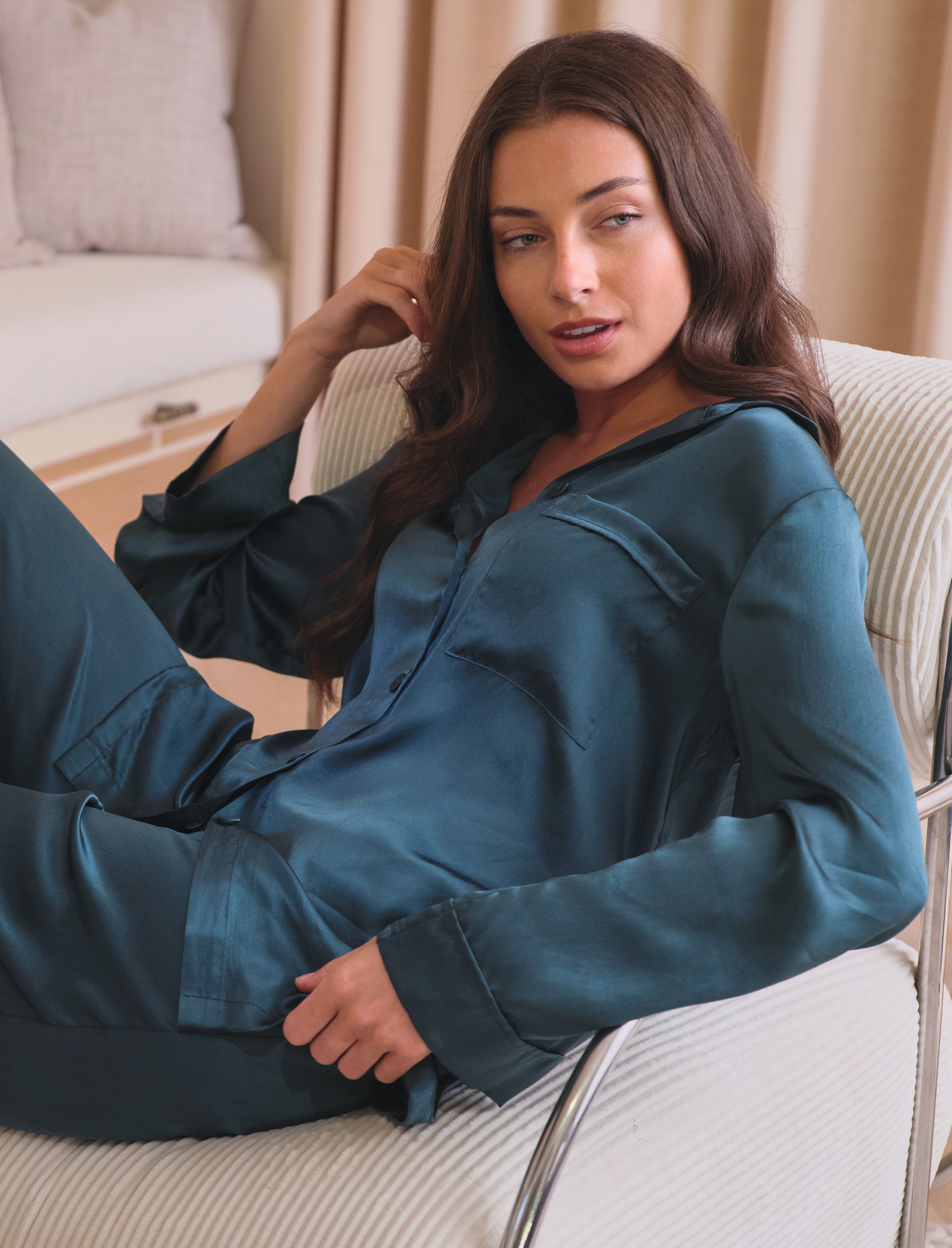 Audrey Washable Silk Full Length PJ Set