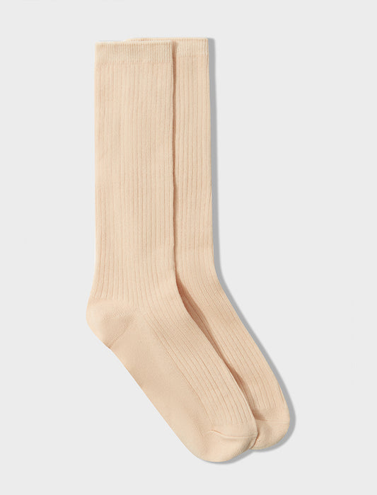 Organic Cotton Rib Socks in Shell