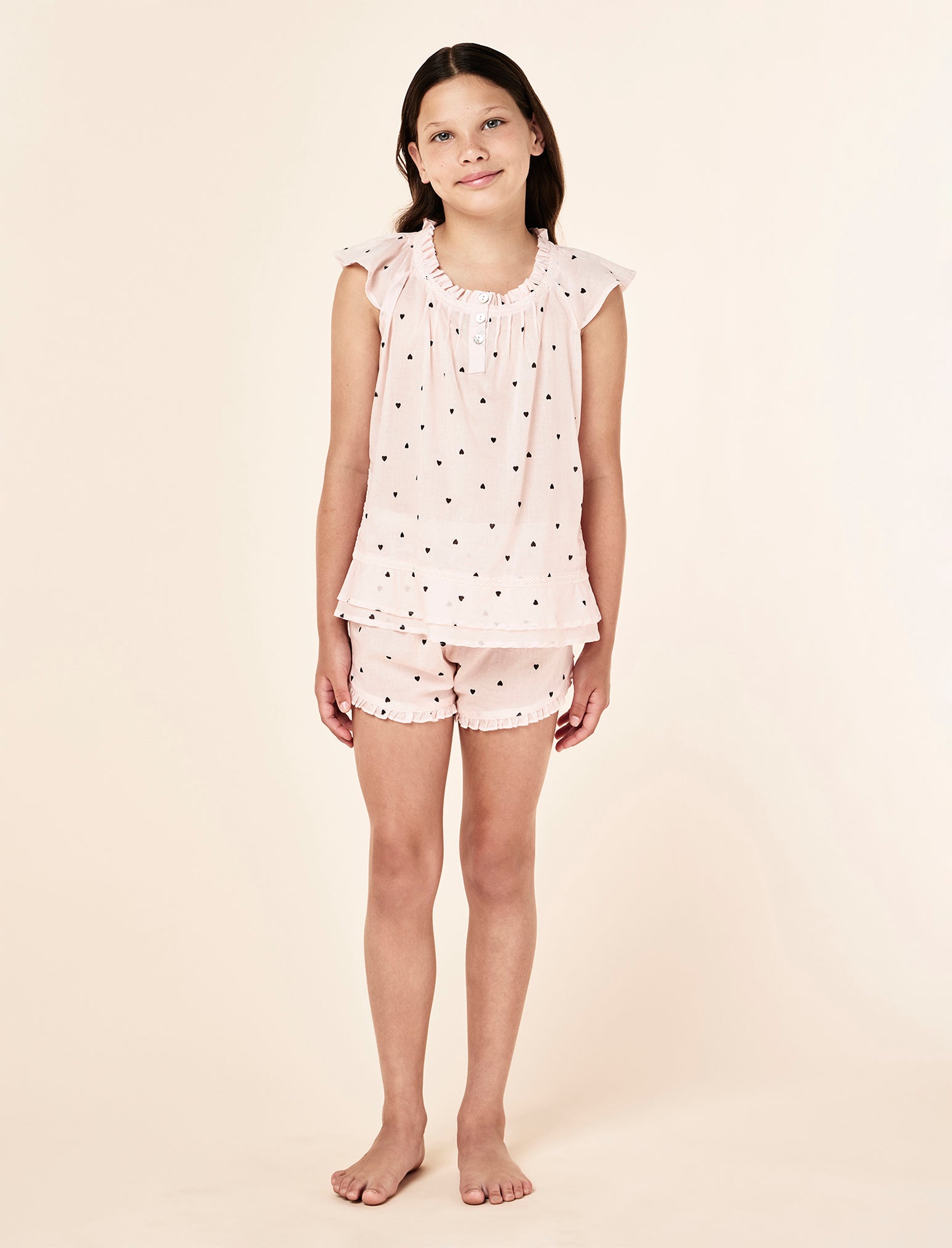 Girls Hearts Flutter Cami and Boxer PJ Set