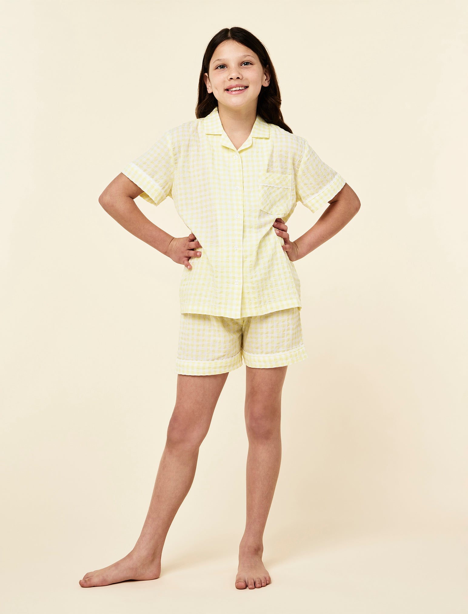 Kids Seersucker Gingham Boxer PJ Set
