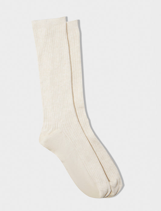 Organic Cotton Rib Socks in Ecru