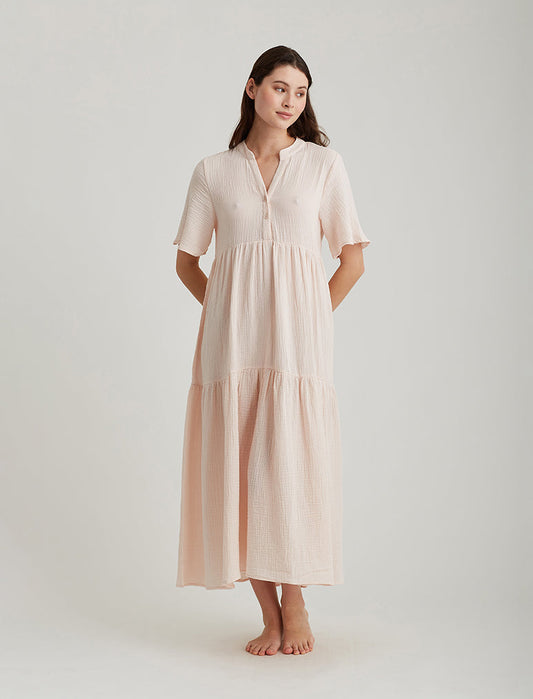 Ashley Textured Cotton Maxi Nightdress