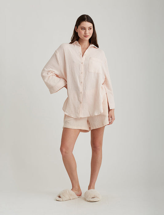Ashley Textured Cotton Oversized Shirt