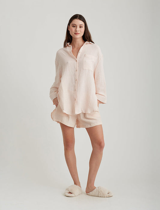 Ashley Textured Cotton Oversized Shirt