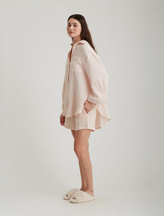 Ashley Textured Cotton Oversized Shirt