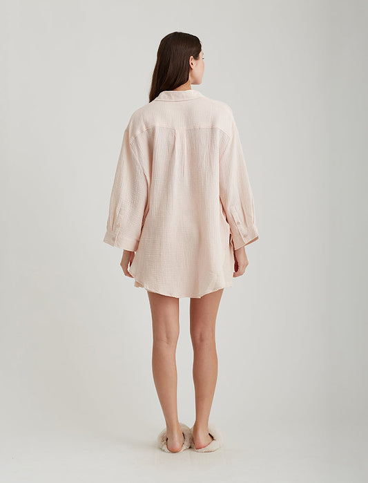 Ashley Textured Cotton Oversized Shirt