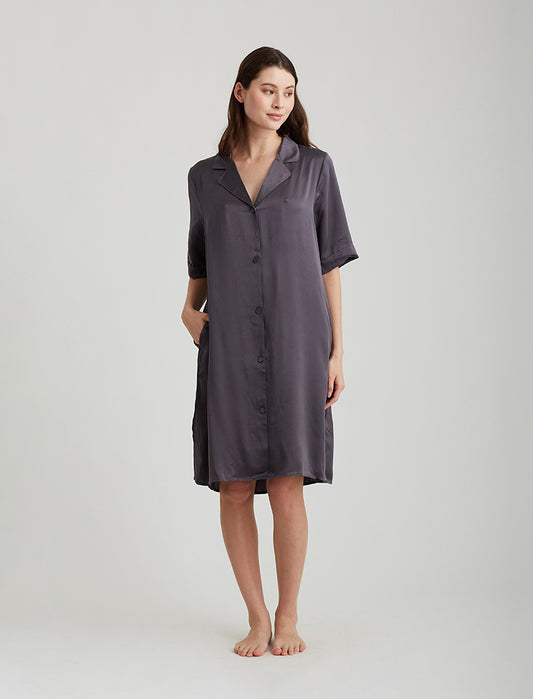 Audrey Silk Short Sleeve Nightshirt