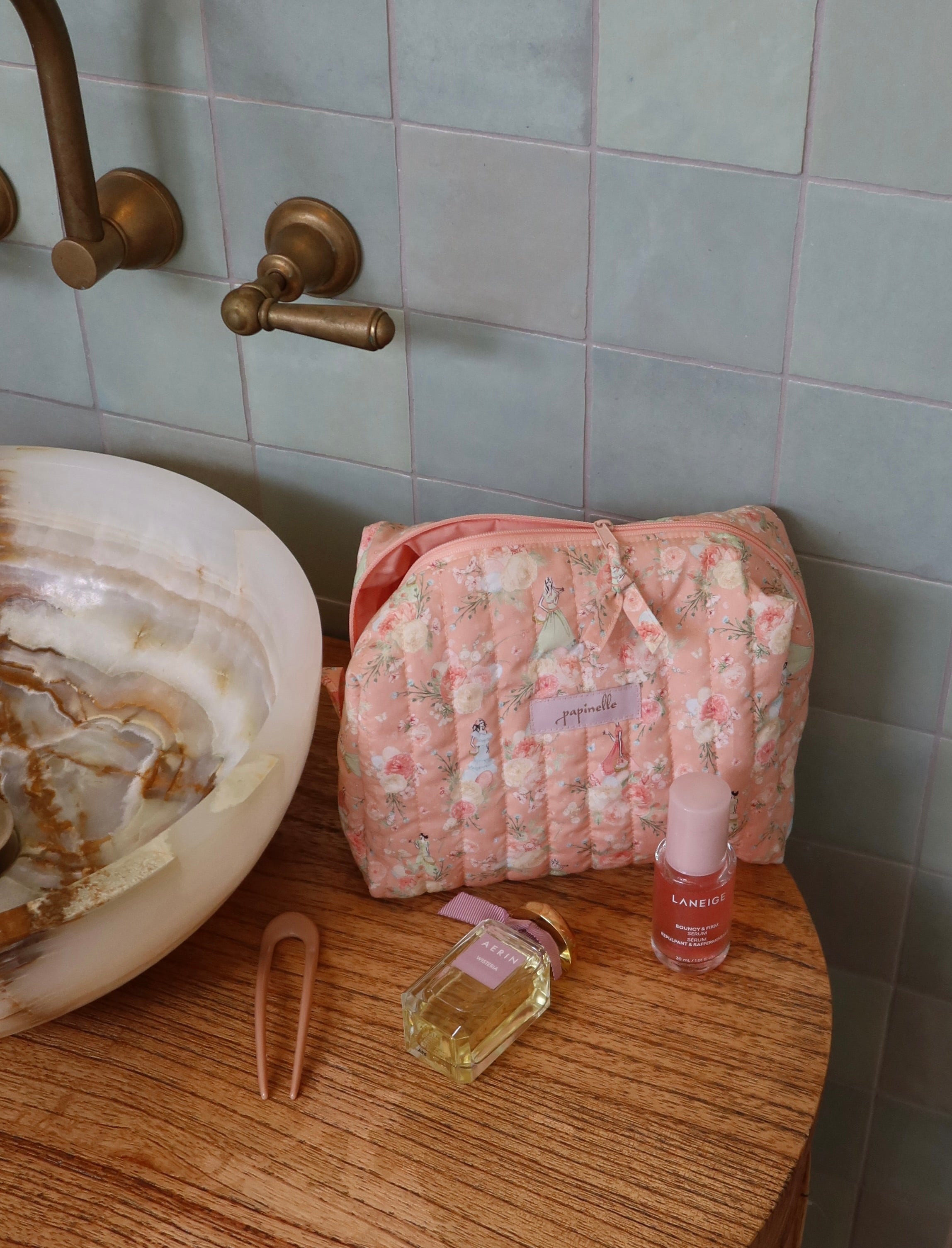 Blush baskets Quilted Cos Bag