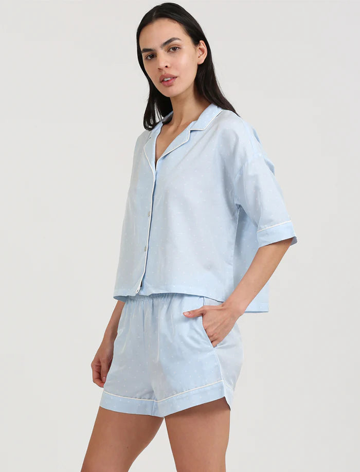 Luxe Blue Spot Boxer PJ Set