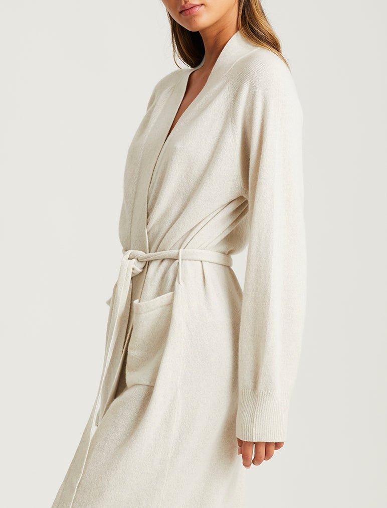 Pure Cashmere Robe in ecru