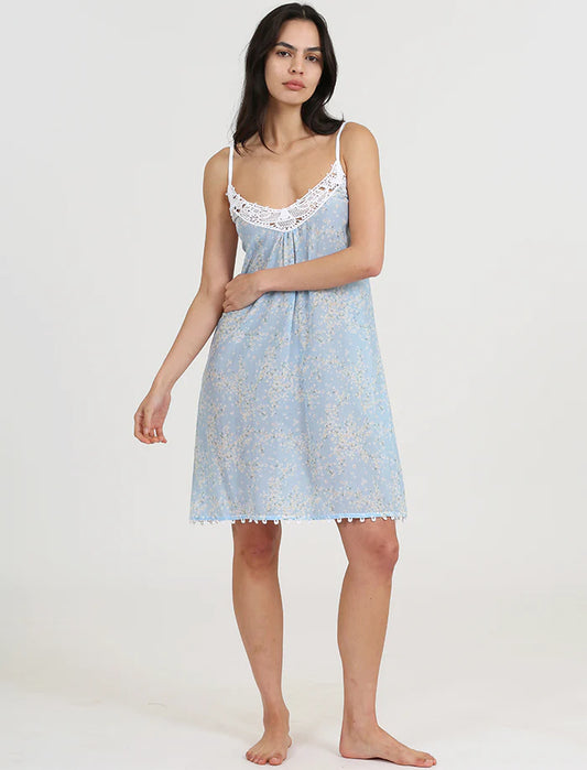 Cheri Blossom Lace Front Midi Nightie