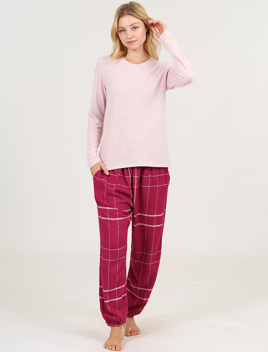 Comfy Plaid Jogger and Feather Soft LS Top