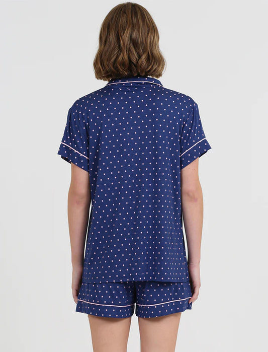 Kate Modal Soft Boxer PJ in Navy pink spot