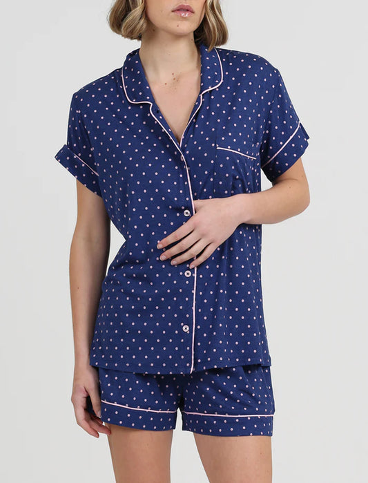 Kate Modal Soft Boxer PJ in Navy pink spot