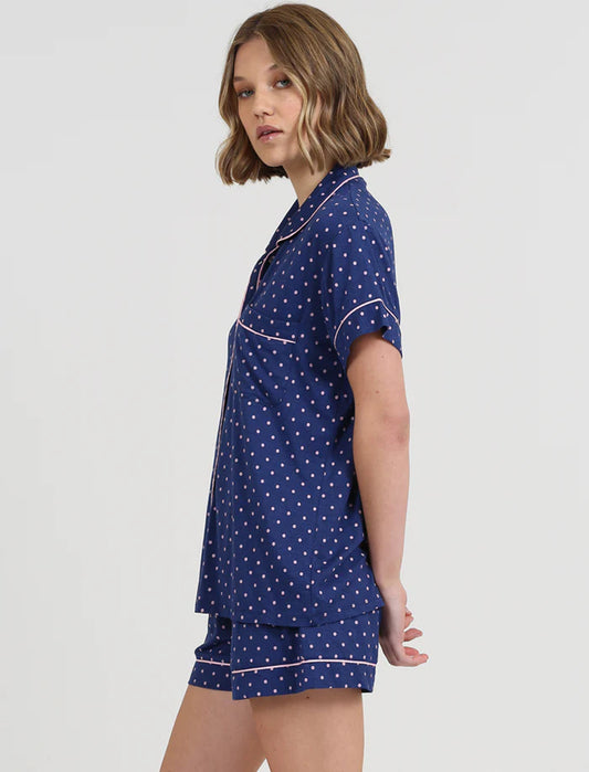Kate Modal Soft Boxer PJ in Navy pink spot