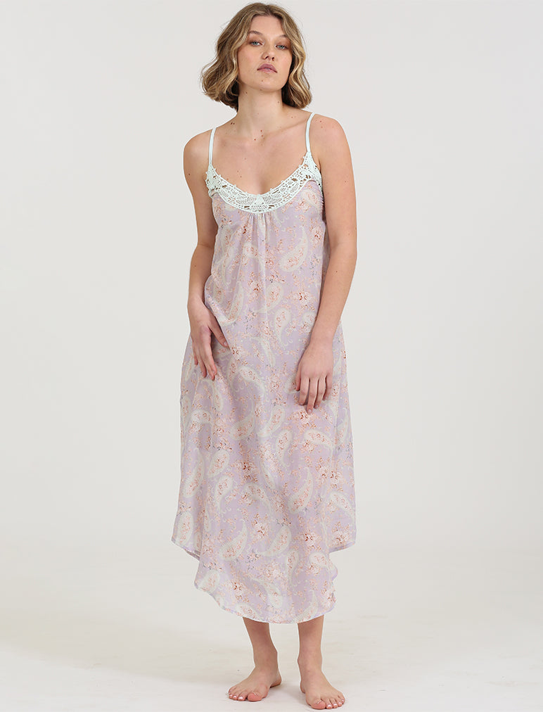Lila Lace Front Maxi Nightie