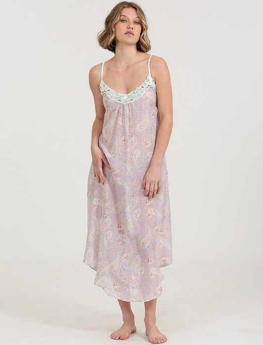 Lila Lace Front Maxi Nightie