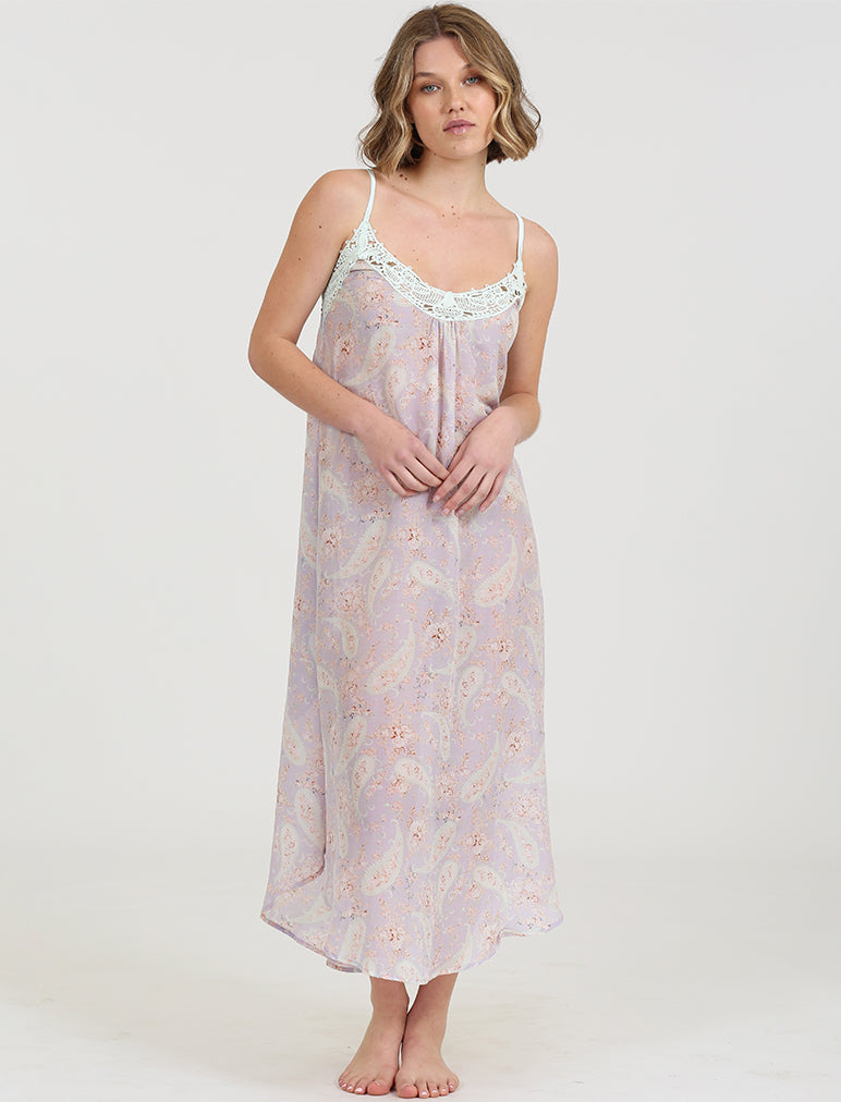 Lila Lace Front Maxi Nightie