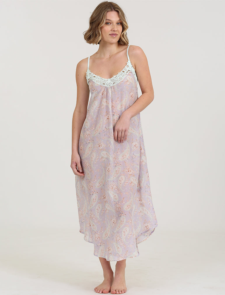Lila Lace Front Maxi Nightie