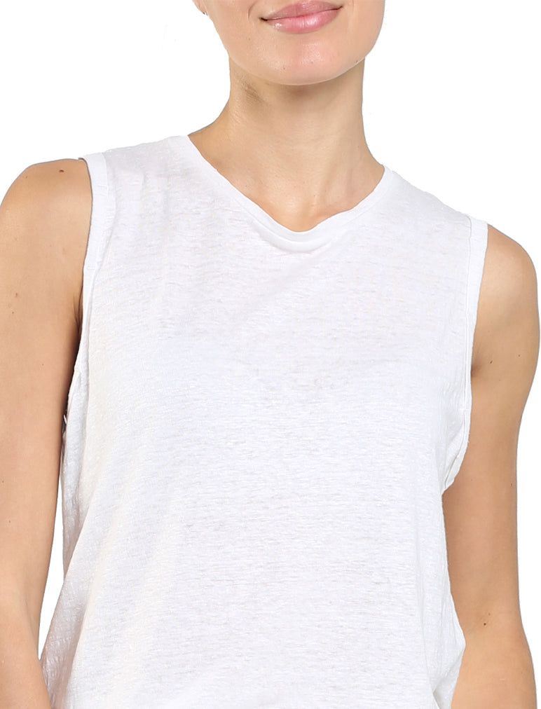 Resort Linen Tank in White