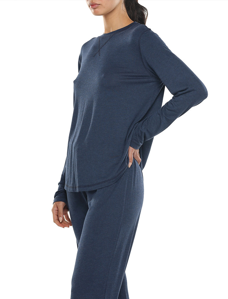 Modal Soft Long Sleeve Tee in Navy