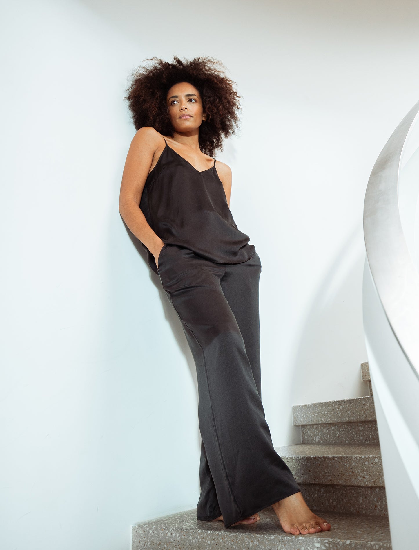 Washable Silk Cami in Black