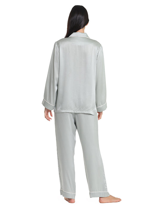 Sylvie Silk Piped Full Length PJ