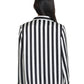 Pure Silk Stripe PJ Shirt in Black & White Stripe
