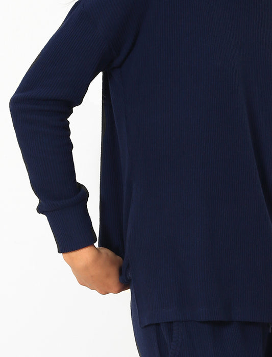 Soft Touch Rib V-Neck LS Top