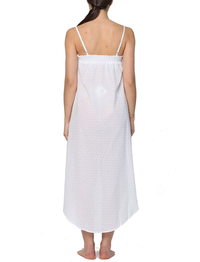 Swiss Dot Cotton White Maxi Nightie