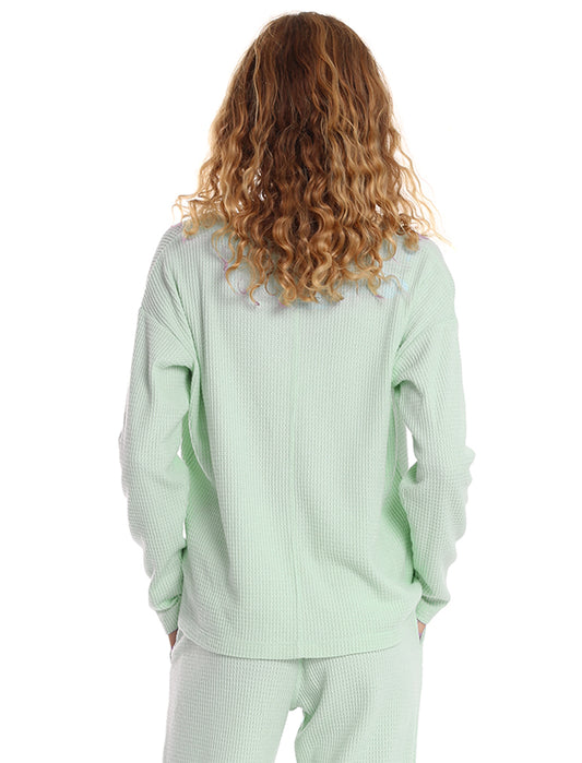 Super Soft Waffle V-Neck LS Top