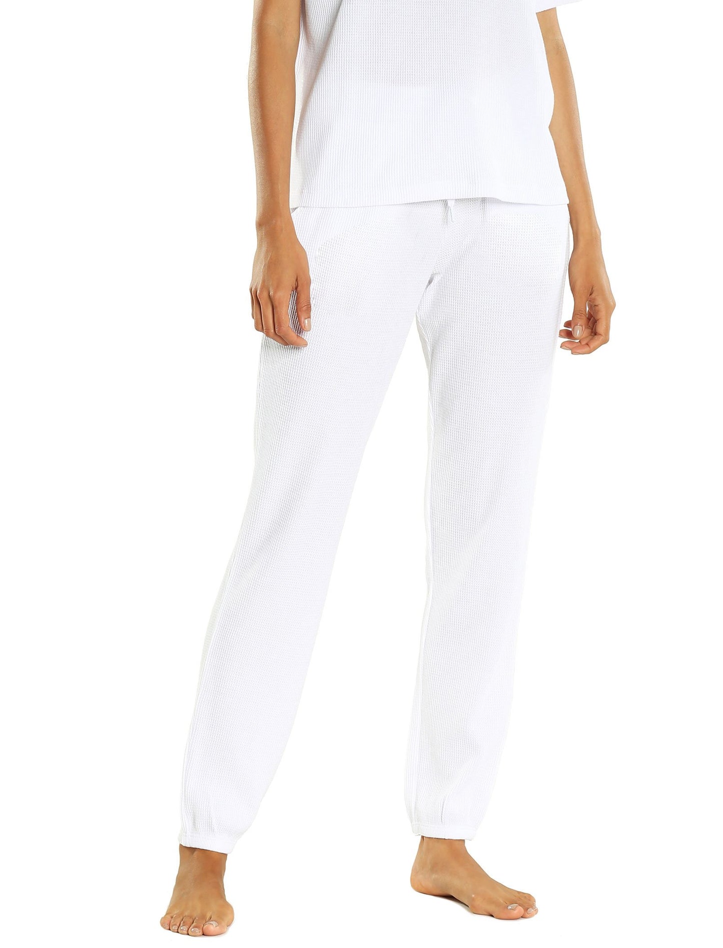 Super Soft Organic Cotton Summer Waffle Jogger in White