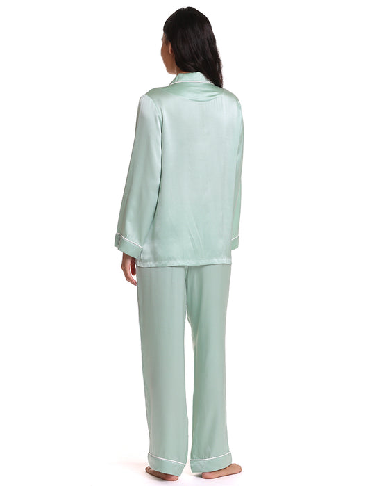 Sylvie Silk Piped Full Length PJ