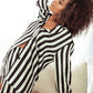 Pure Silk Stripe PJ Shirt in Black & White Stripe