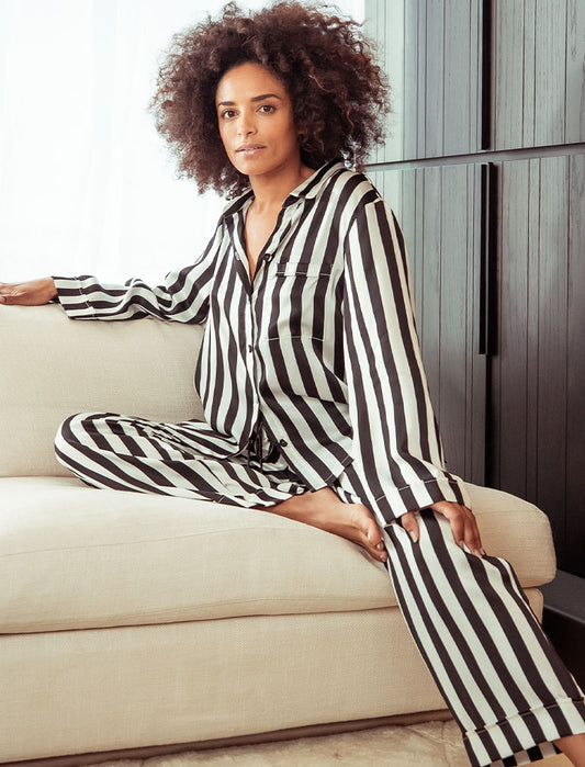 Washable Silk Stripe Pants